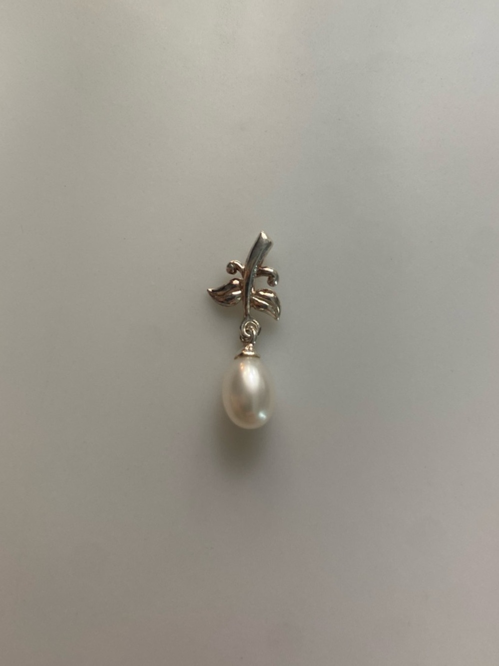 Sterling Silver Leaf Pearl Drop Pendant - Dainty & Classically Elegant